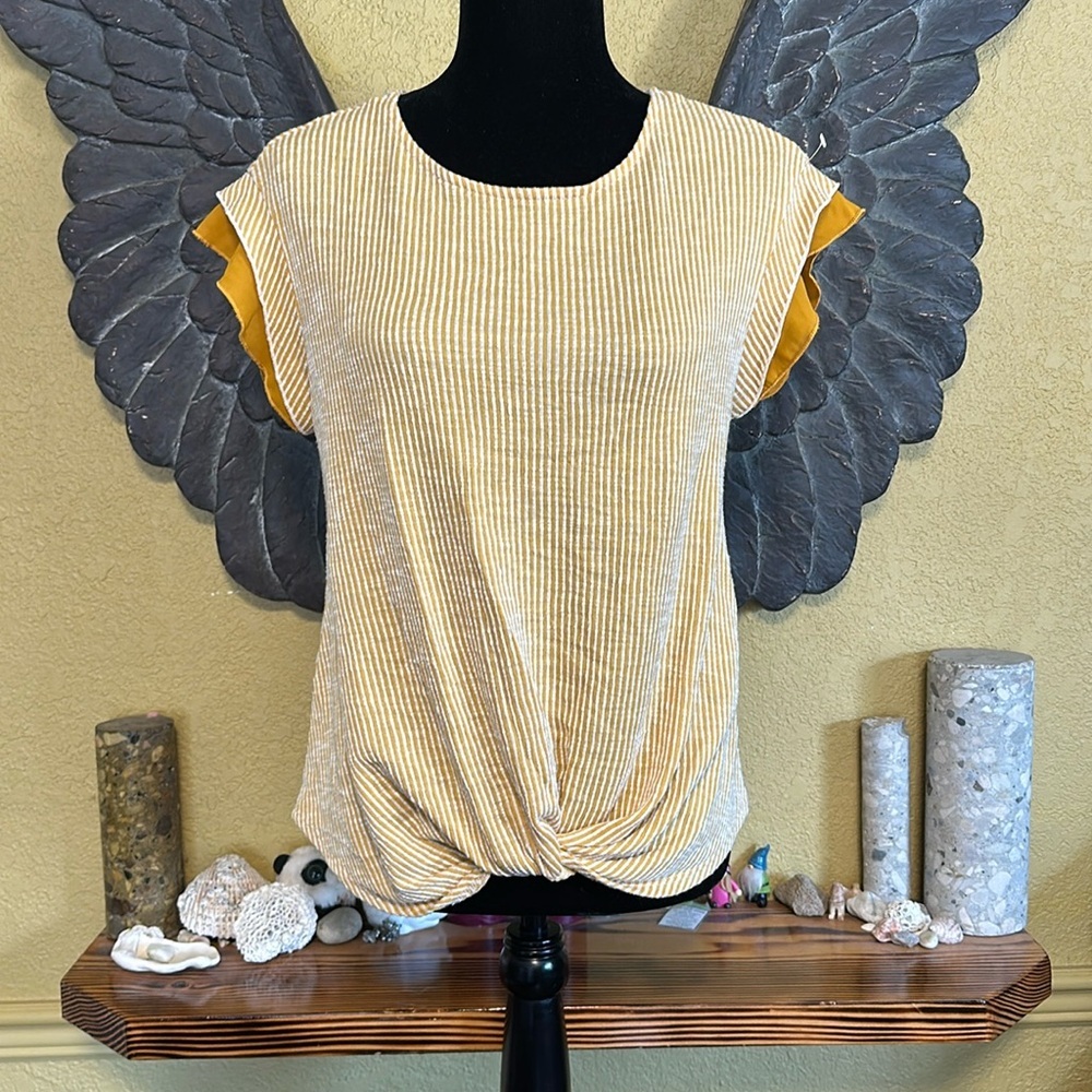 W5 Striped Twist Front Tee Shirt